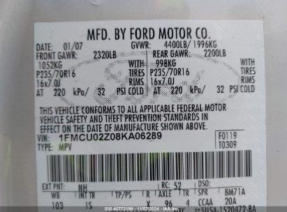 Lot #3031250553 2008 FORD ESCAPE XLS/XLS MANUAL