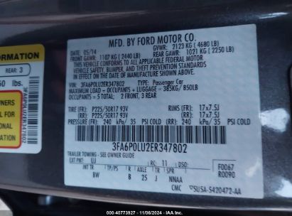 Lot #2992816114 2014 FORD FUSION HYBRID SE