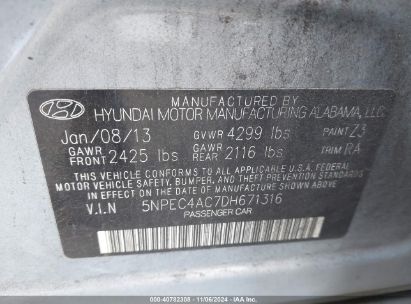 Lot #3035073625 2013 HYUNDAI SONATA LIMITED