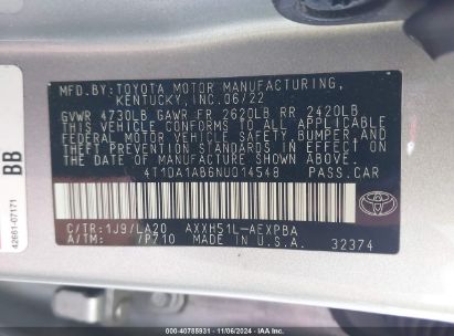 Lot #3035094923 2022 TOYOTA AVALON LIMITED HYBRID