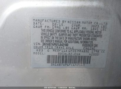 Lot #3049471560 2015 NISSAN SENTRA FE+ S/S/SL/SR/SV