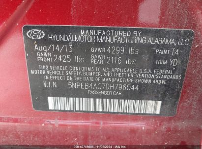 Lot #3035073078 2013 HYUNDAI SONATA GLS