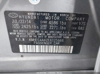 Lot #2992832155 2015 HYUNDAI SONATA HYBRID LIMITED