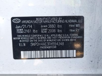 Lot #3035094873 2015 HYUNDAI ELANTRA SE