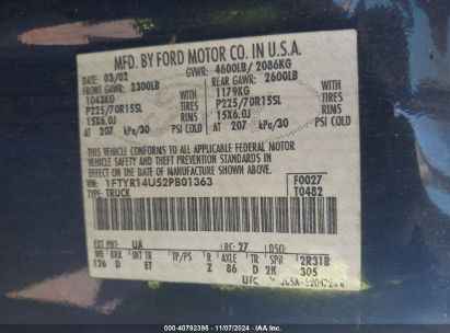 Lot #2992821547 2002 FORD RANGER EDGE/TREMOR/XL/XLT