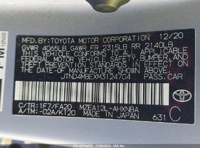 Lot #3030182025 2021 TOYOTA COROLLA SE NIGHTSHADE EDITION