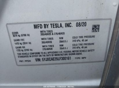 Lot #3035073439 2020 TESLA MODEL X LONG RANGE DUAL MOTOR ALL-WHEEL DRIVE/LONG RANGE PLUS DUAL MOTOR ALL-WHEEL DRIVE