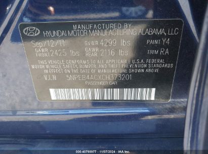 Lot #3035094832 2012 HYUNDAI SONATA GLS