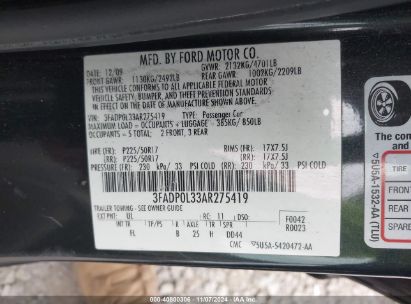 Lot #3037545156 2010 FORD FUSION HYBRID