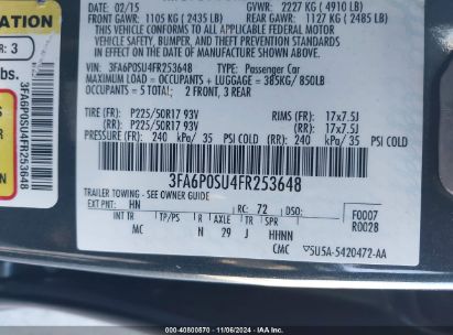 Lot #2992832313 2015 FORD FUSION ENERGI TITANIUM