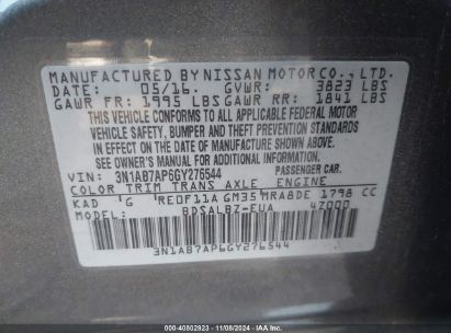 Lot #3035094789 2016 NISSAN SENTRA FE+ S/S/SL/SR/SV