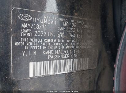 Lot #2992835306 2012 HYUNDAI ELANTRA LIMITED (ULSAN PLANT)