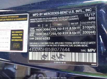 Lot #3054286270 2018 MERCEDES-BENZ GLE 350 4MATIC