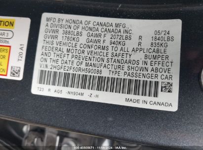 Lot #3035073116 2024 HONDA CIVIC SPORT