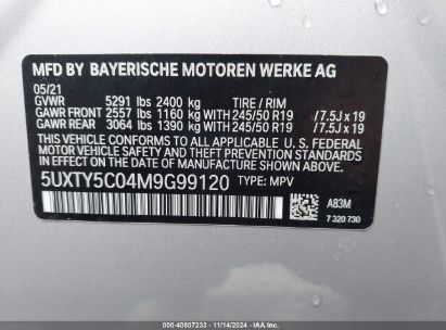 Lot #3053063452 2021 BMW X3 XDRIVE30I