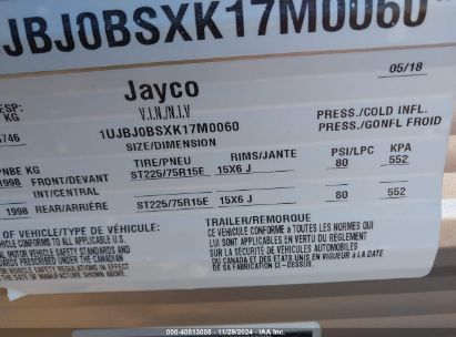 Lot #3051086912 2019 JAYCO JAYFLIGHT SLX TRAVEL TRAILER