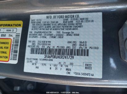 Lot #3035094726 2014 FORD FUSION HYBRID TITANIUM