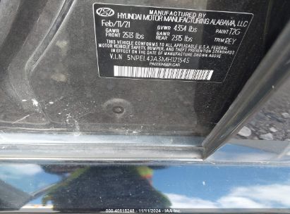 Lot #3036721927 2021 HYUNDAI SONATA SEL