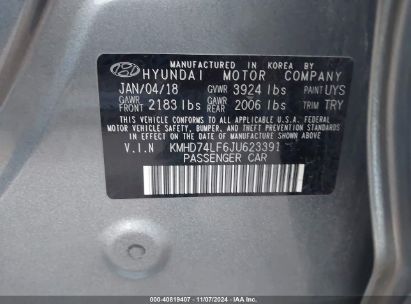 Lot #3035083853 2018 HYUNDAI ELANTRA SE