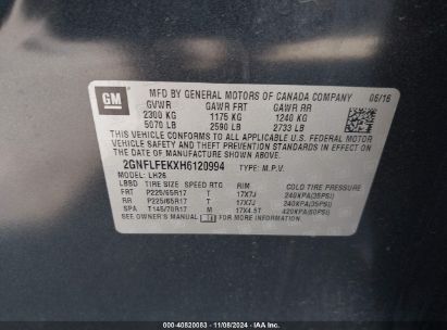 Lot #2997770894 2017 CHEVROLET EQUINOX LT