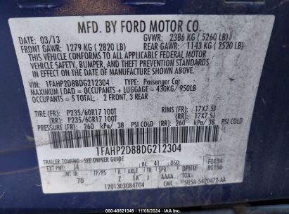 Lot #3035072294 2013 FORD TAURUS SE