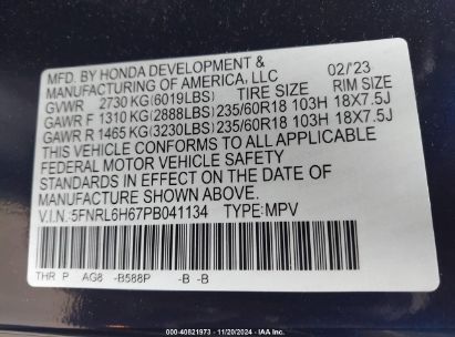 Lot #3052075283 2023 HONDA ODYSSEY EX-L