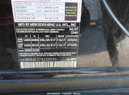 Lot #3005345276 2007 MERCEDES-BENZ ML 350 4MATIC