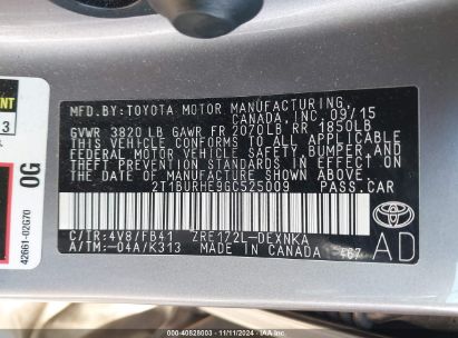 Lot #3035083807 2016 TOYOTA COROLLA LE