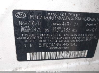 Lot #3035707845 2012 HYUNDAI SONATA SE 2.0T