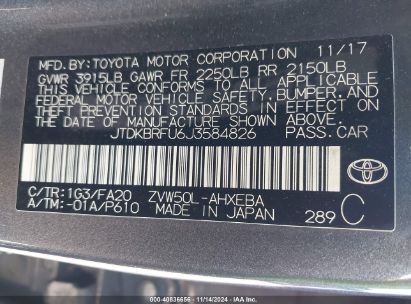 Lot #3035094649 2018 TOYOTA PRIUS TWO