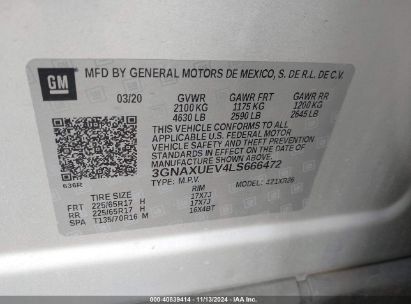 Lot #2995301057 2020 CHEVROLET EQUINOX AWD LT 1.5L TURBO