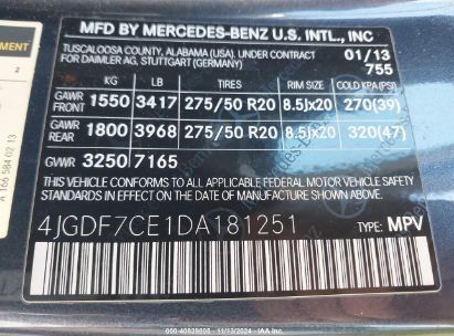 Lot #2992834917 2013 MERCEDES-BENZ GL 450 4MATIC