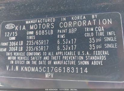 Lot #3020797071 2016 KIA SEDONA L