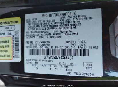 Lot #2995301045 2014 FORD FUSION ENERGI TITANIUM