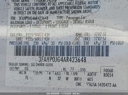 Lot #3035094455 2010 FORD FUSION SEL