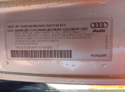 Lot #3042562539 2004 AUDI TT 1.8L