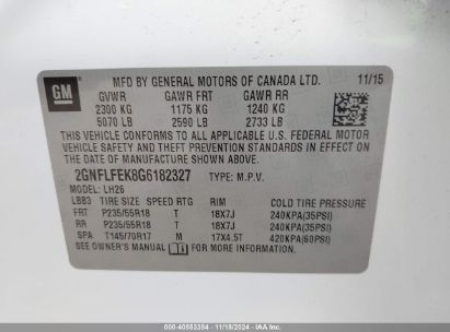 Lot #3025487612 2016 CHEVROLET EQUINOX LT