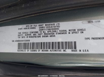 Lot #3035094641 2004 SUBARU LEGACY  (NATL) L/L W/35TH ANNIVERSARY EDITION