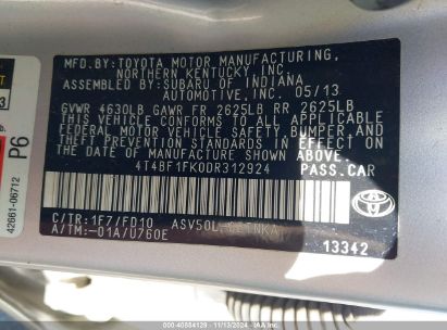 Lot #3045360494 2013 TOYOTA CAMRY LE