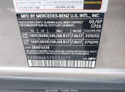 Lot #3056472038 2007 MERCEDES-BENZ ML 350 4MATIC