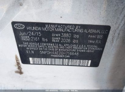 Lot #3035094516 2016 HYUNDAI ELANTRA SE