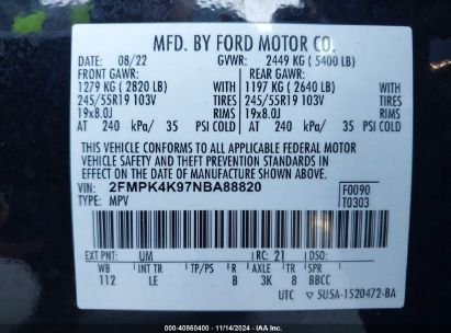 Lot #2997780581 2022 FORD EDGE TITANIUM