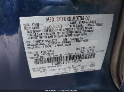 Lot #3035089265 2007 FORD FIVE HUNDRED SEL