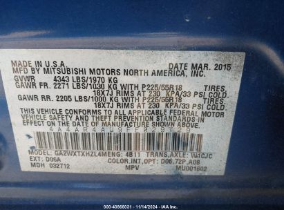 Lot #2992821229 2015 MITSUBISHI OUTLANDER SPORT SE