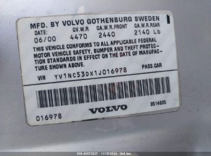 Lot #2986682083 2001 VOLVO C70 HT