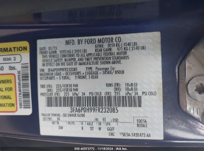 Lot #3035083003 2015 FORD FUSION SE