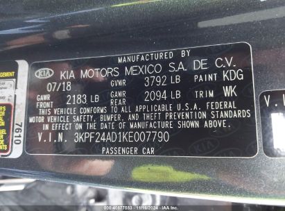 Lot #3053062841 2019 KIA FORTE LXS