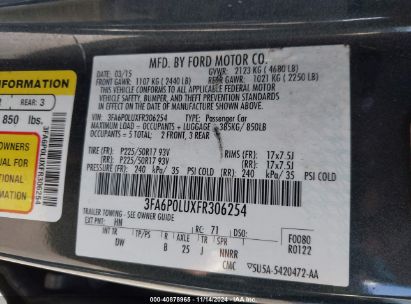 Lot #3035094252 2015 FORD FUSION HYBRID SE