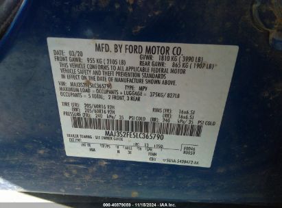 Lot #3007837611 2020 FORD ECOSPORT S