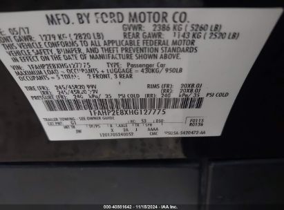 Lot #3025487814 2017 FORD TAURUS SEL